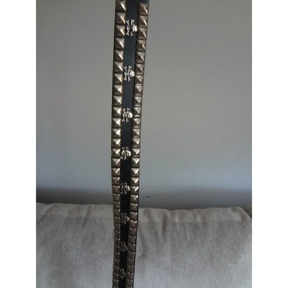 Vintage 90s Y2K Black Leather HOT TOPIC Belt Skull Pyramid Studded Mens 38 Goth